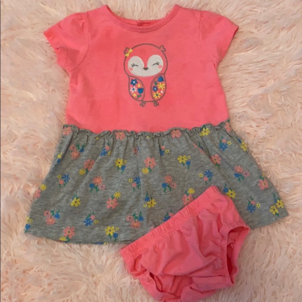 Owl dress with matching bloomers (6-9M)